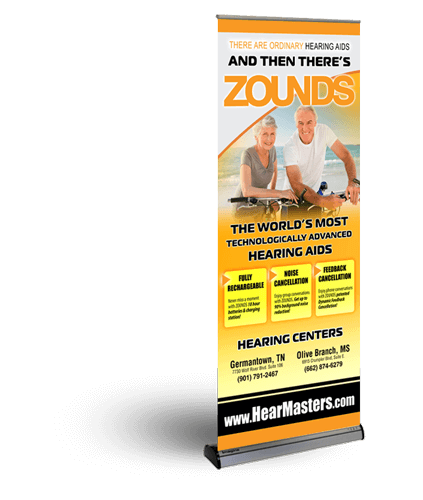image of printed indoor banner and stand combo