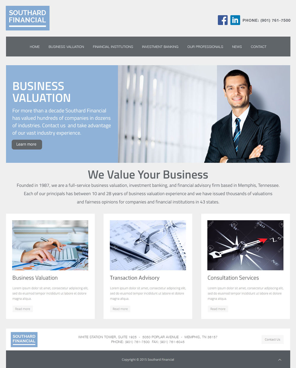 image of a website design concept for southard financial